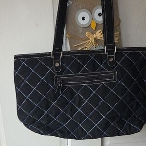 Stylish Black Quilted Tote Bag Vera Bradley Vintage Y2k